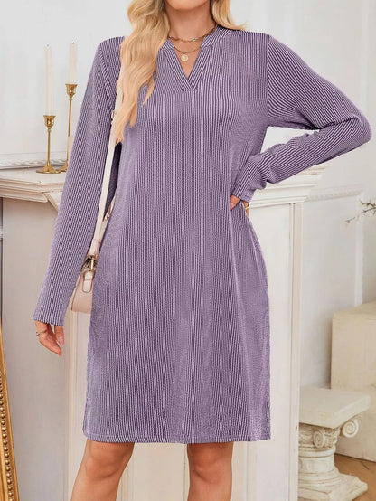Ribbed Knit Long Sleeve Mini Sweater Dress