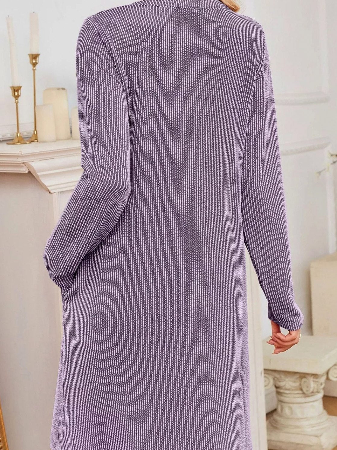 Ribbed Knit Long Sleeve Mini Sweater Dress