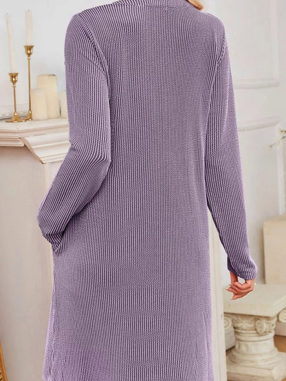 Ribbed Knit Long Sleeve Mini Sweater Dress