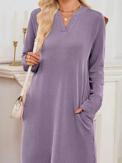 Ribbed Knit Long Sleeve Mini Sweater Dress