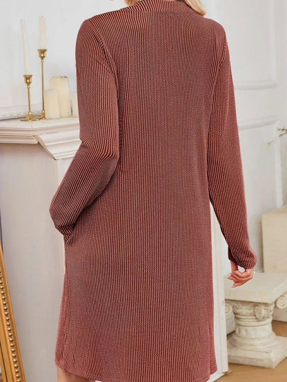 Ribbed Knit Long Sleeve Mini Sweater Dress
