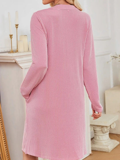 Ribbed Knit Long Sleeve Mini Sweater Dress