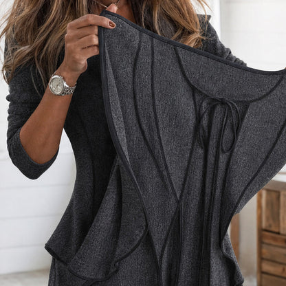 Ribbed Knit Long Sleeve Peplum Sweater