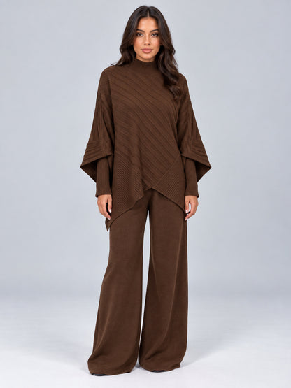 Ribbed Knit Poncho Matching Set