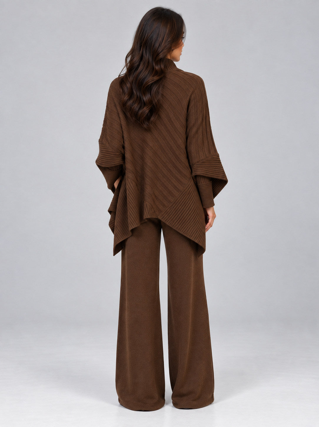Ribbed Knit Poncho Matching Set