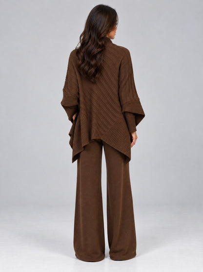 Ribbed Knit Poncho Matching Set