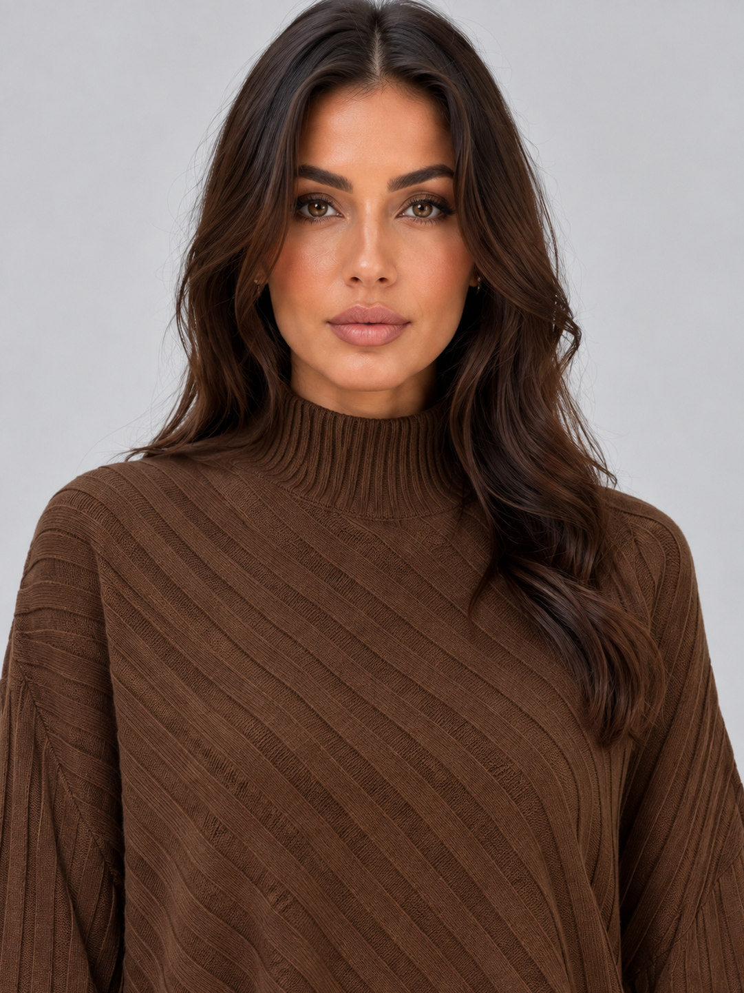 Ribbed Knit Poncho Matching Set