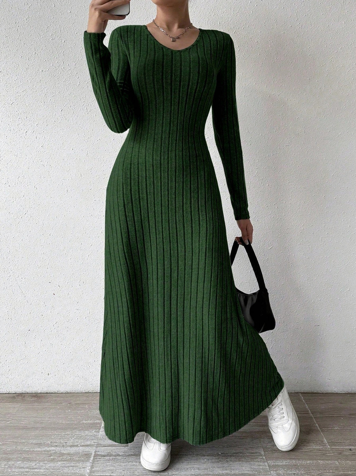 Ribbed Long Sleeve Maxi Sweater Dress