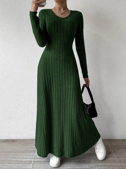 Ribbed Long Sleeve Maxi Sweater Dress
