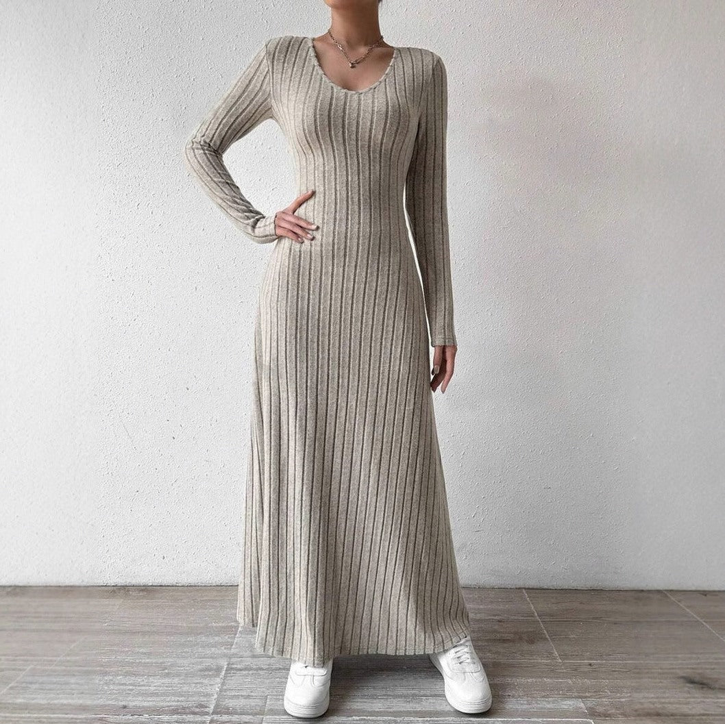 Ribbed Long Sleeve Maxi Sweater Dress
