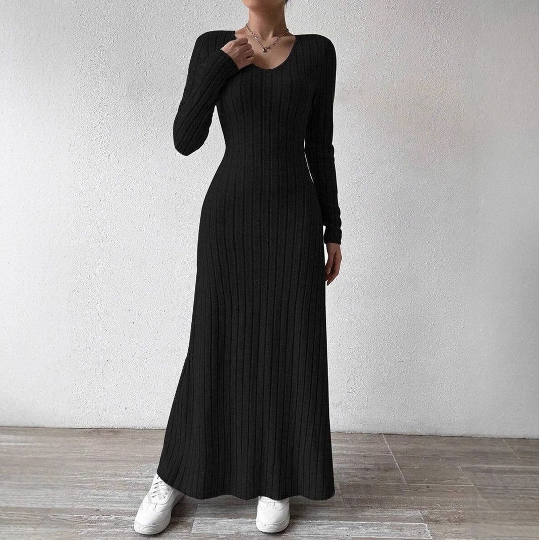 Ribbed Long Sleeve Maxi Sweater Dress