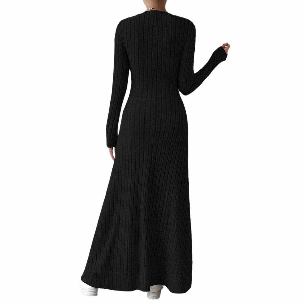 Ribbed Long Sleeve Maxi Sweater Dress