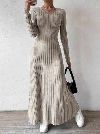 Ribbed Long Sleeve Maxi Sweater Dress