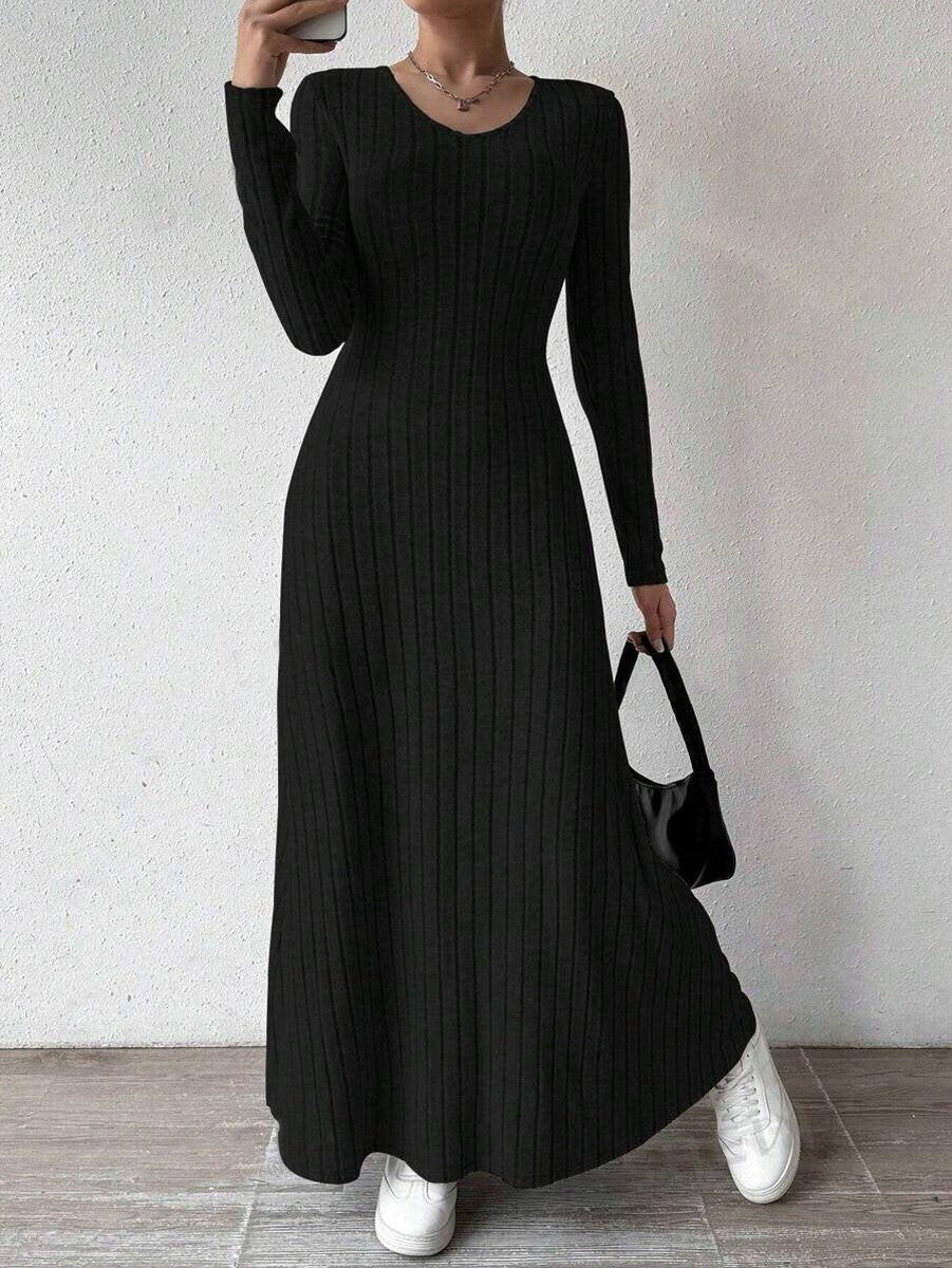 Ribbed Long Sleeve Maxi Sweater Dress