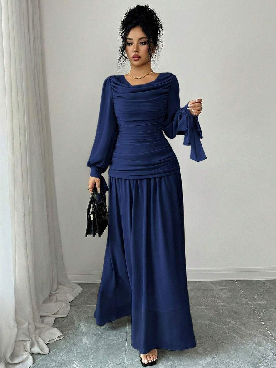 Ruched Long Sleeve Maxi Dress
