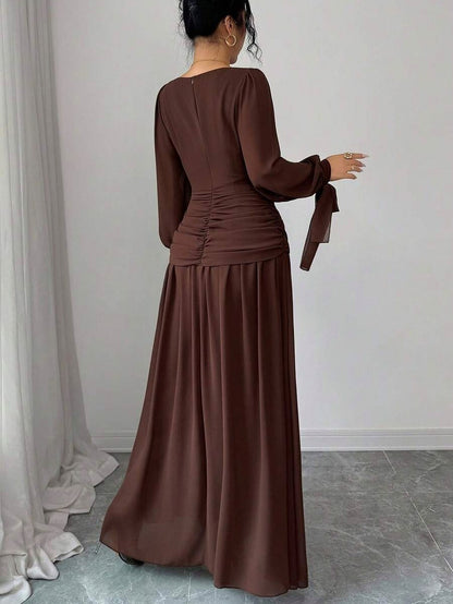 Ruched Long Sleeve Maxi Dress