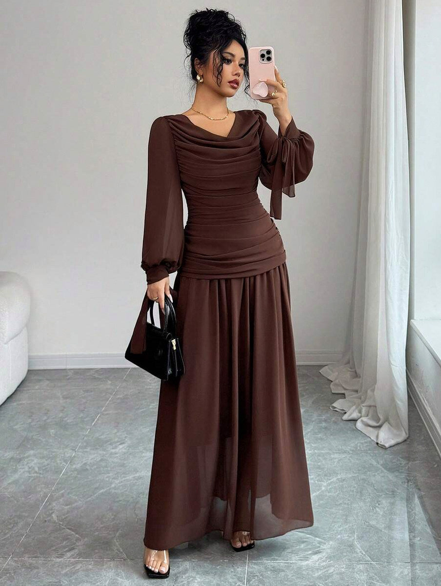 Ruched Long Sleeve Maxi Dress