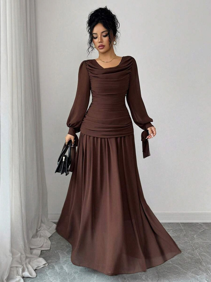 Ruched Long Sleeve Maxi Dress