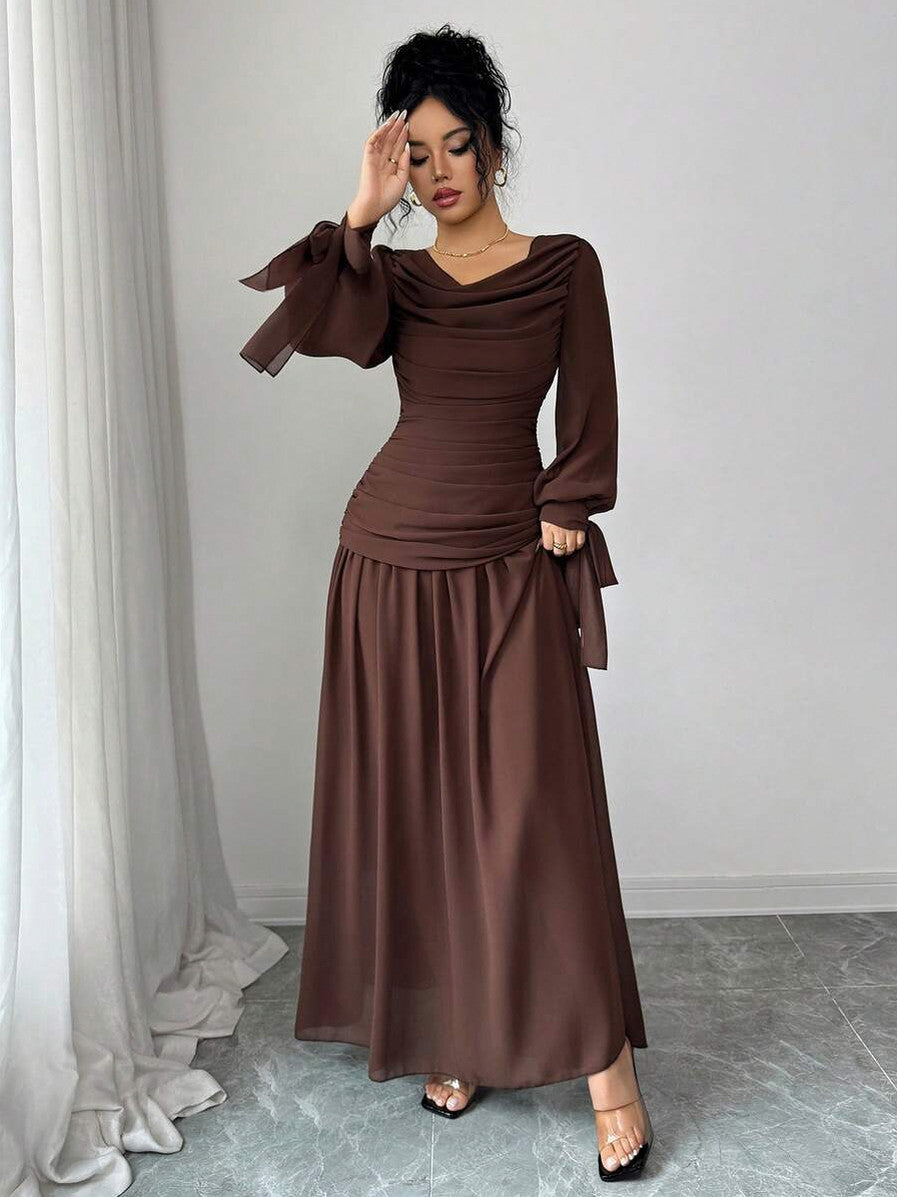 Ruched Long Sleeve Maxi Dress