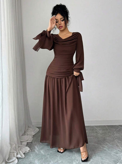 Ruched Long Sleeve Maxi Dress