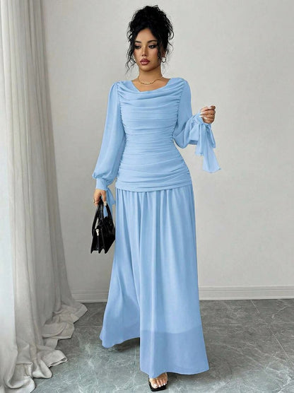 Ruched Long Sleeve Maxi Dress