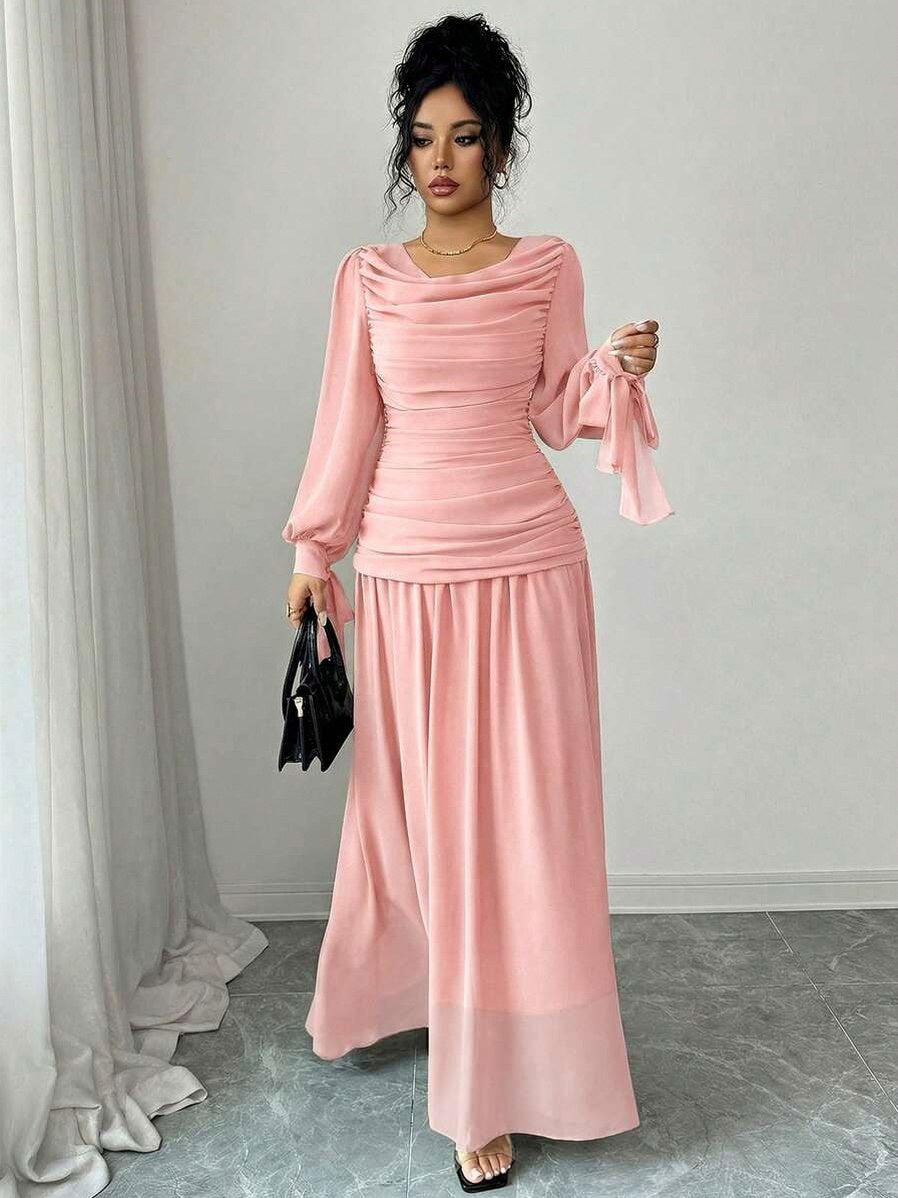 Ruched Long Sleeve Maxi Dress