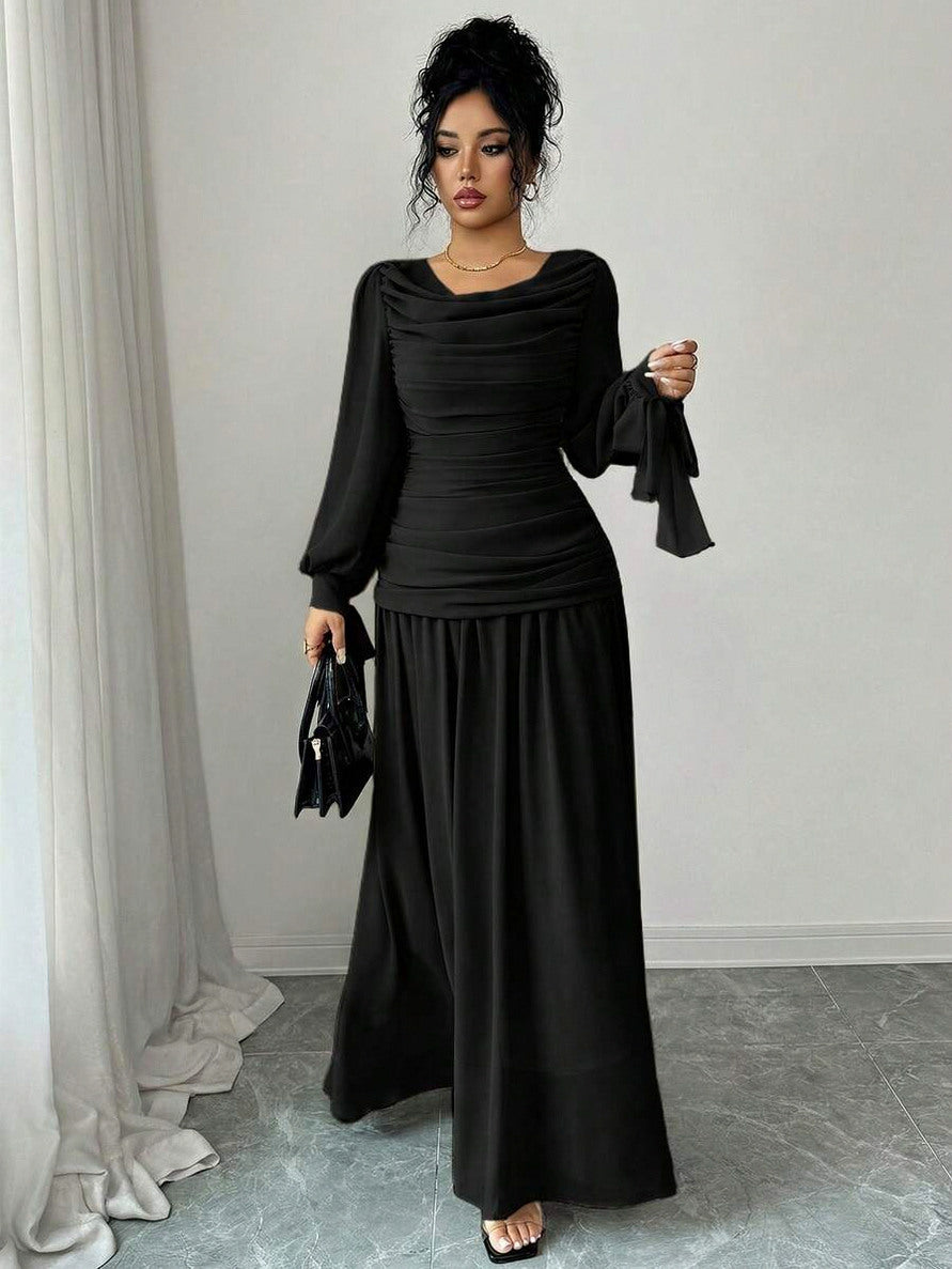 Ruched Long Sleeve Maxi Dress