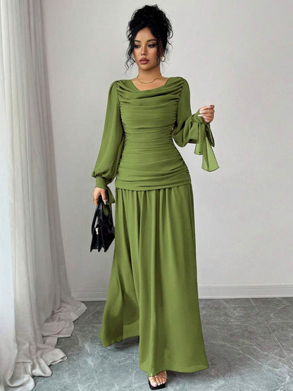 Ruched Long Sleeve Maxi Dress