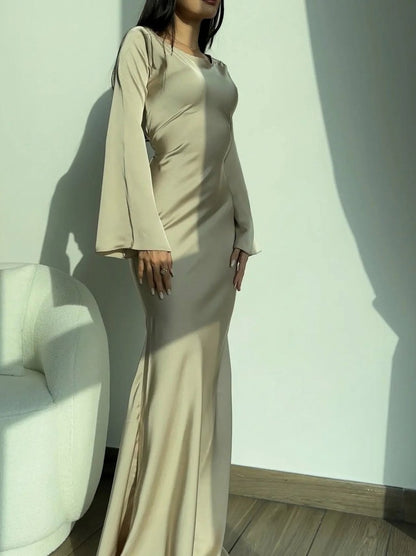 Satin Bell Sleeve Maxi Dress