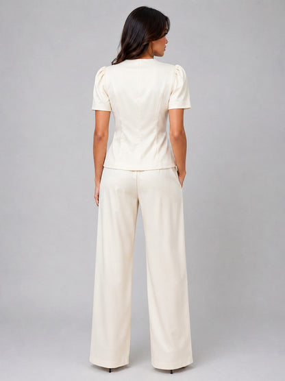 Satin Button Front Two Piece Set