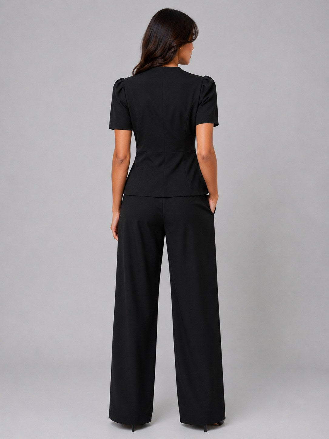 Satin Button Front Two Piece Set