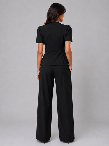 Satin Button Front Two Piece Set