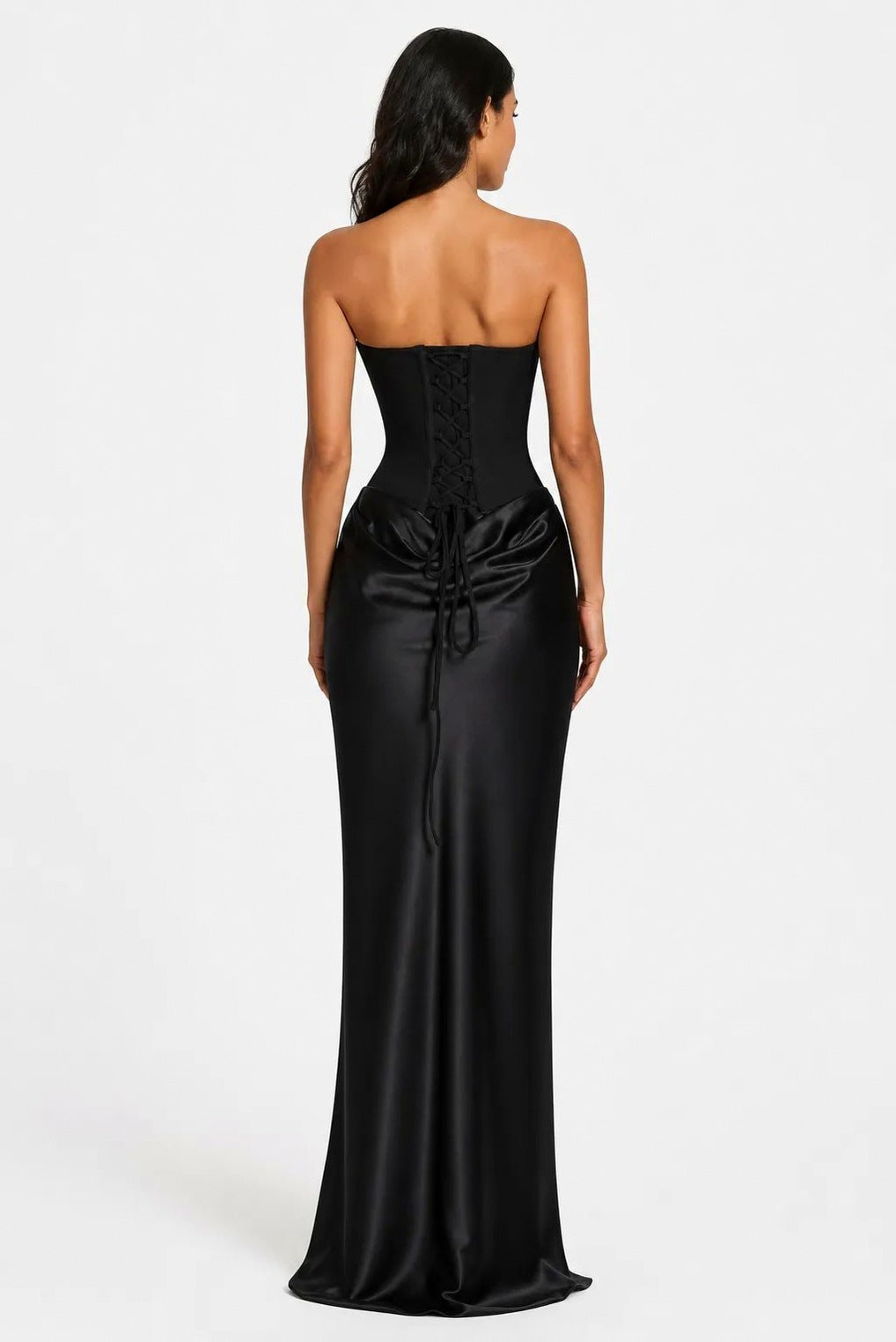Satin Corset Draped Maxi Dress