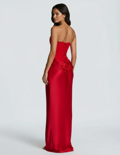 Satin Corset Draped Maxi Dress
