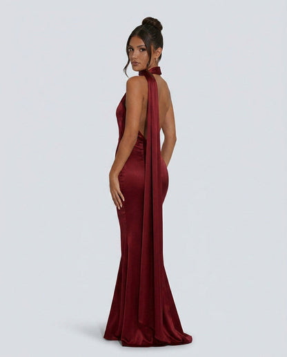 Satin Draped One Shoulder Maxi Dress