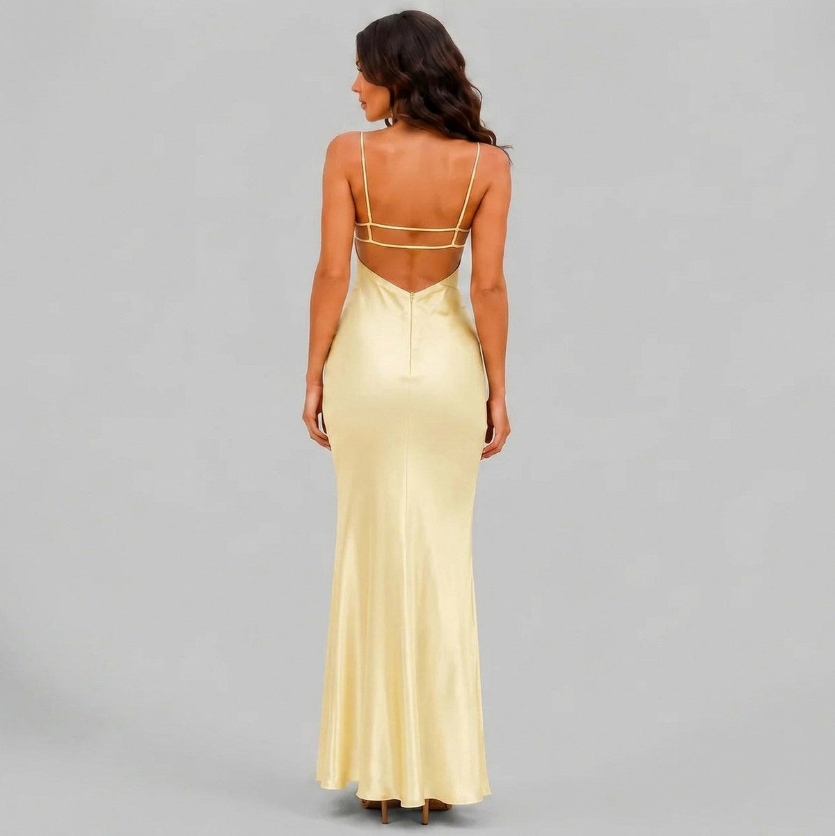 Satin V-Neck Slip Maxi Dress
