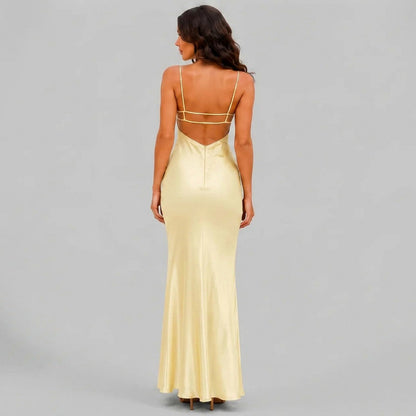 Satin V-Neck Slip Maxi Dress