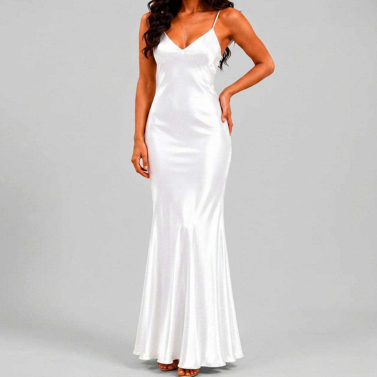 Satin V-Neck Slip Maxi Dress