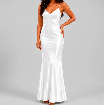 Satin V-Neck Slip Maxi Dress