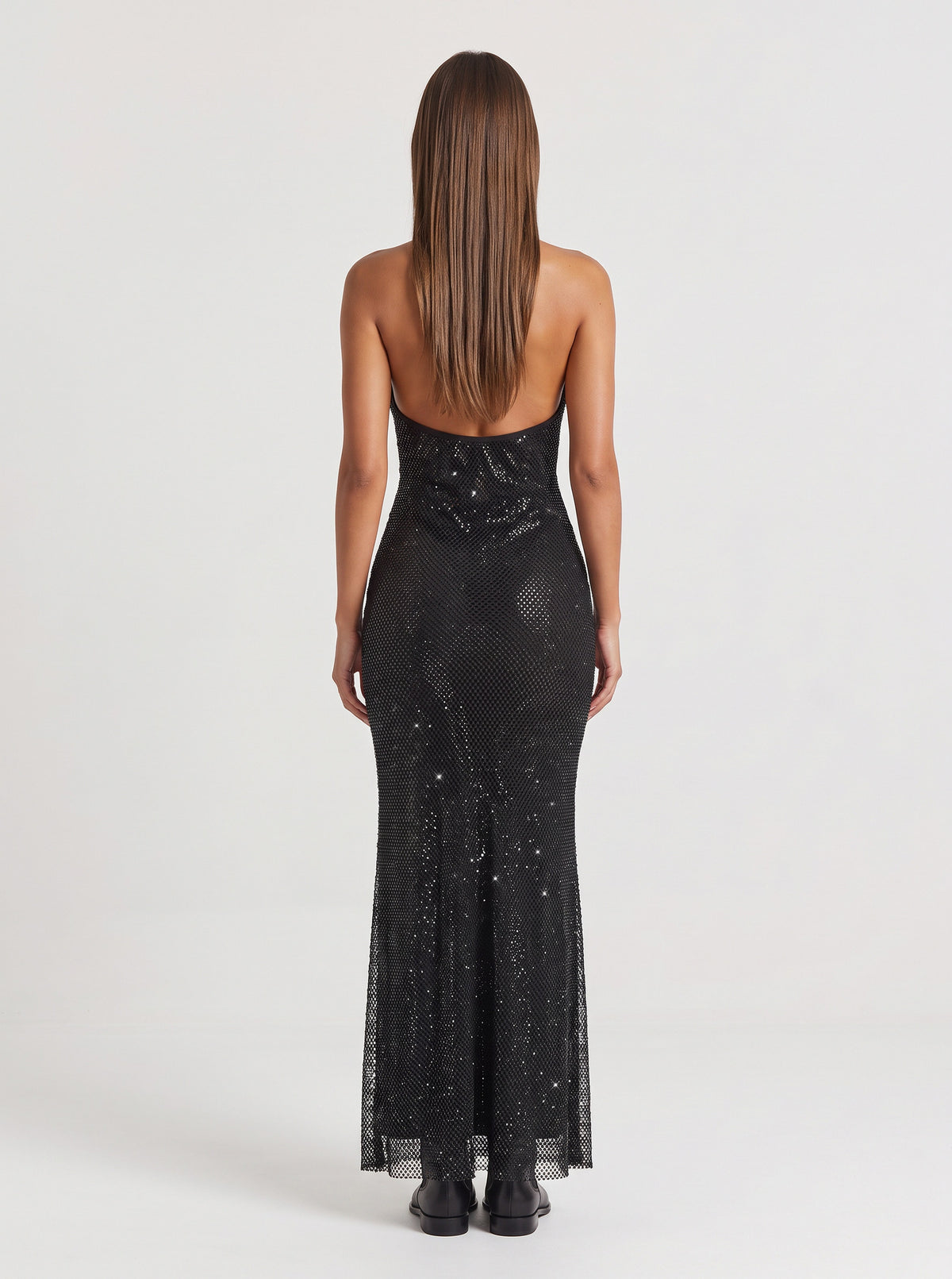 Sequin Halter Fitted Maxi Dress