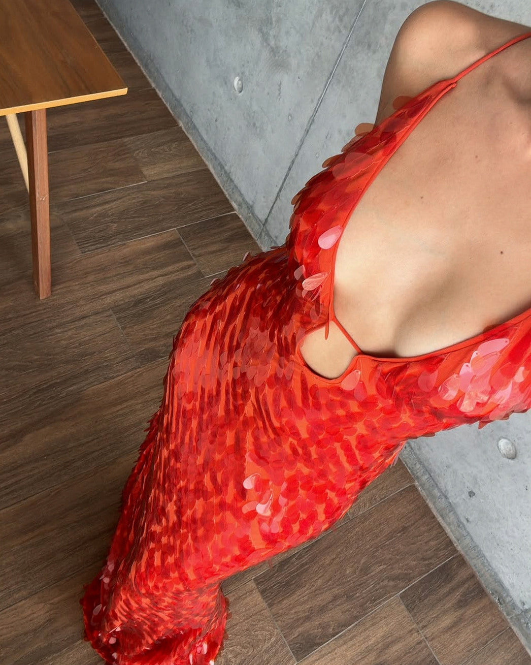Sequin Plunge Maxi Dress