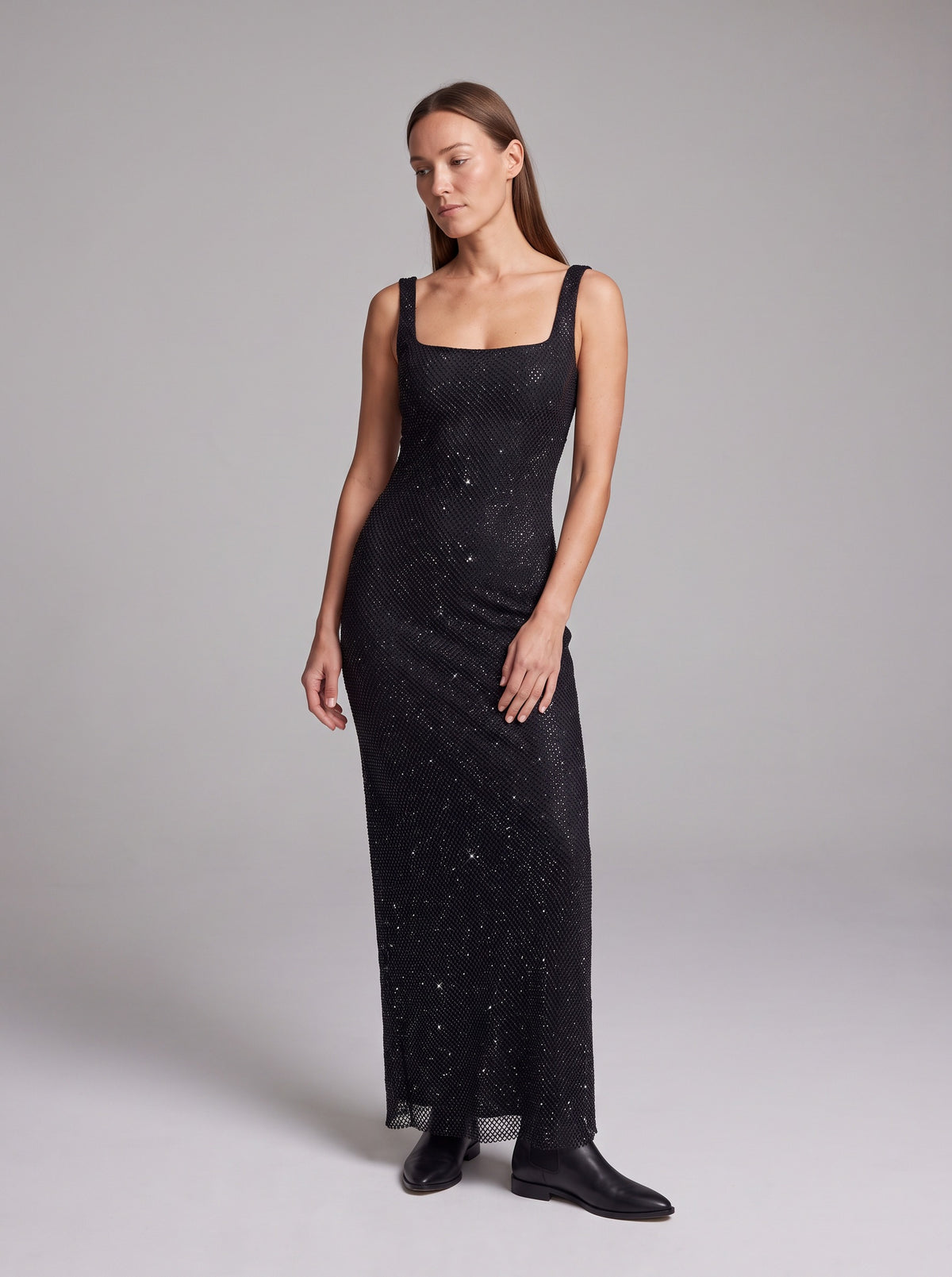 Sequin Square Neck Maxi Dress