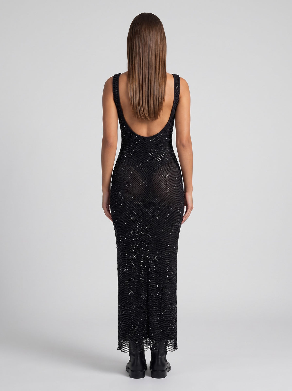Sequin Square Neck Maxi Dress