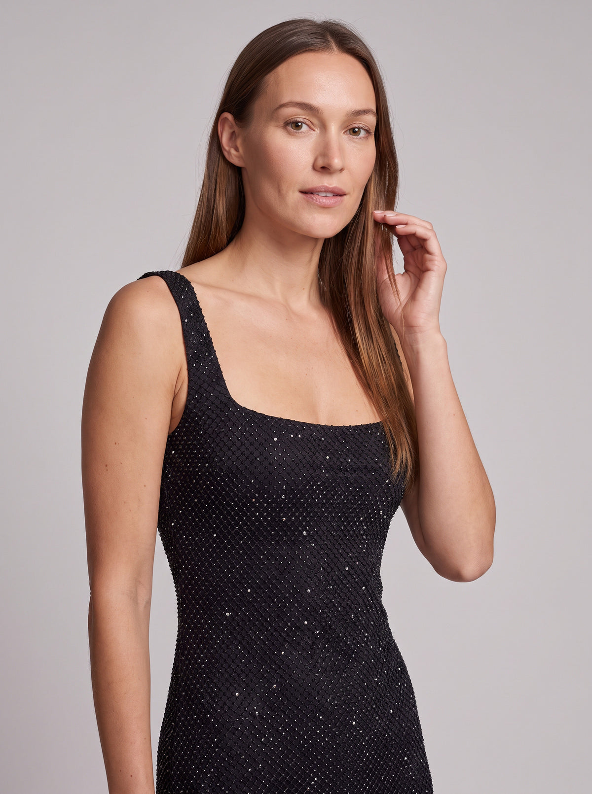 Sequin Square Neck Maxi Dress