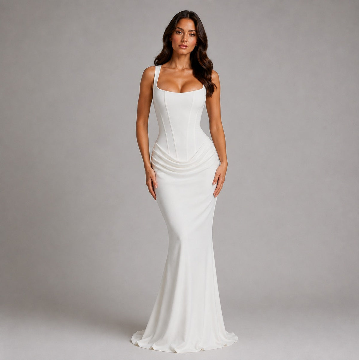 Square Neck Corset Maxi Dress