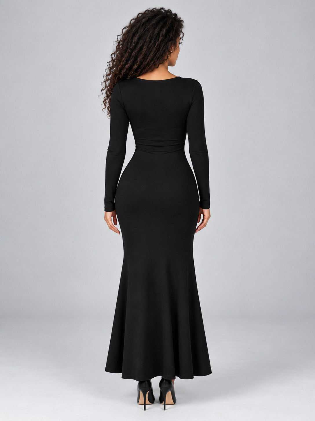 Square Neck Long Sleeve Maxi Dress