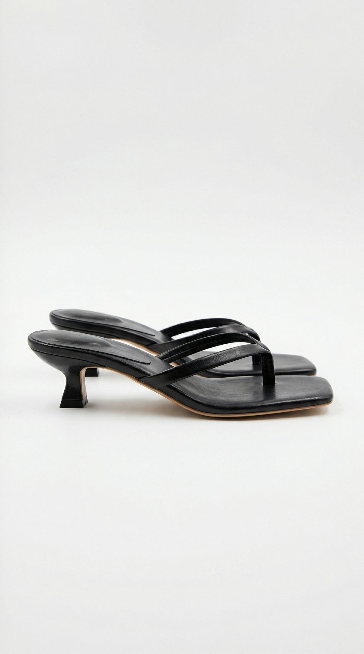 Square Toe Kitten Heel Thong Sandals