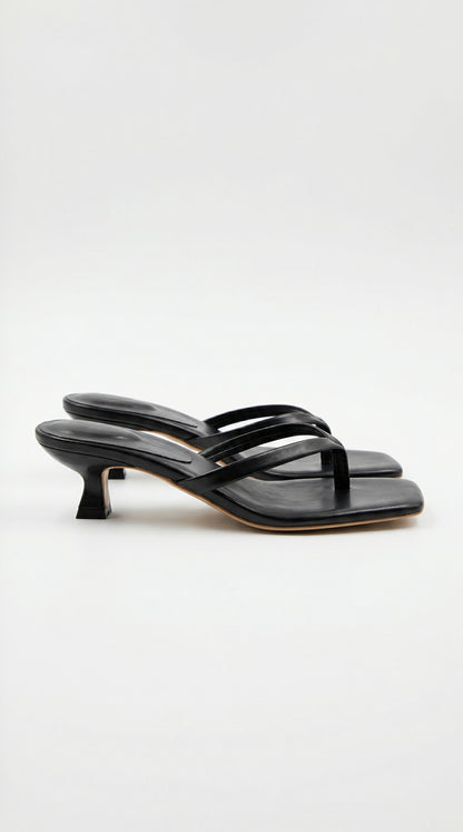Square Toe Kitten Heel Thong Sandals