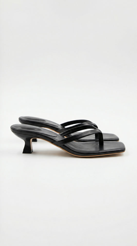 Square Toe Kitten Heel Thong Sandals