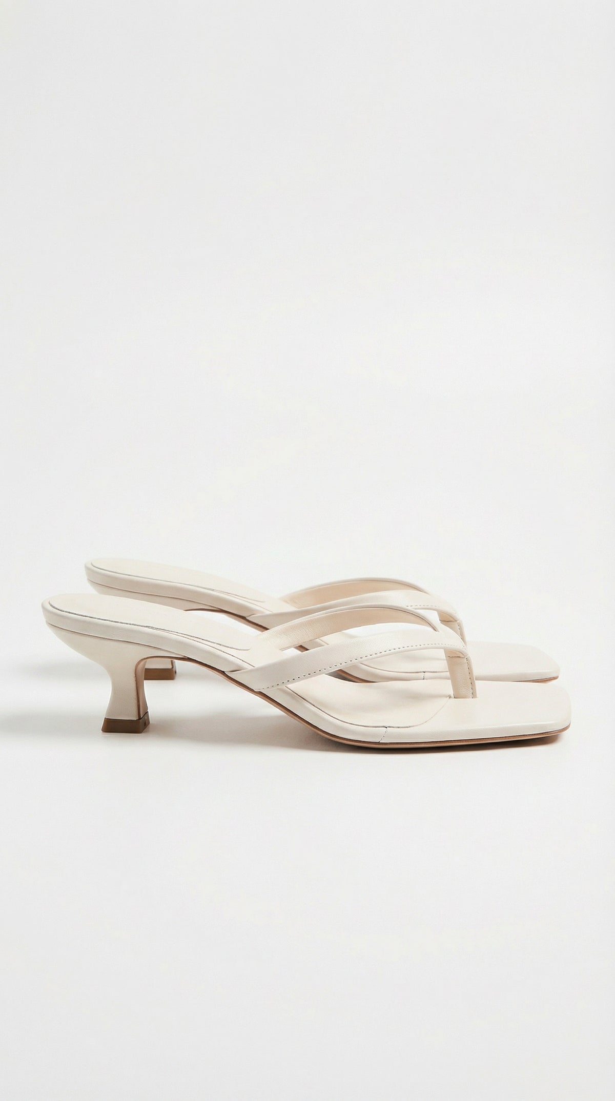 Square Toe Kitten Heel Thong Sandals